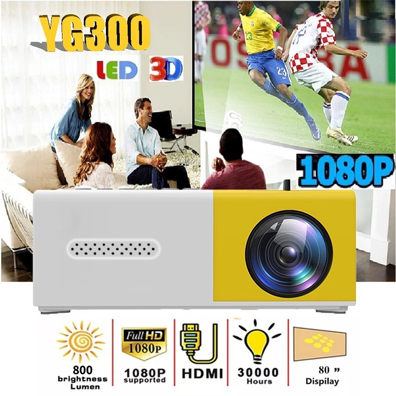 【Fast delivery】YG300 Ultra Portable Mini LED Pico Projector YG300 Pro for Home HDMI USB lcd projekto