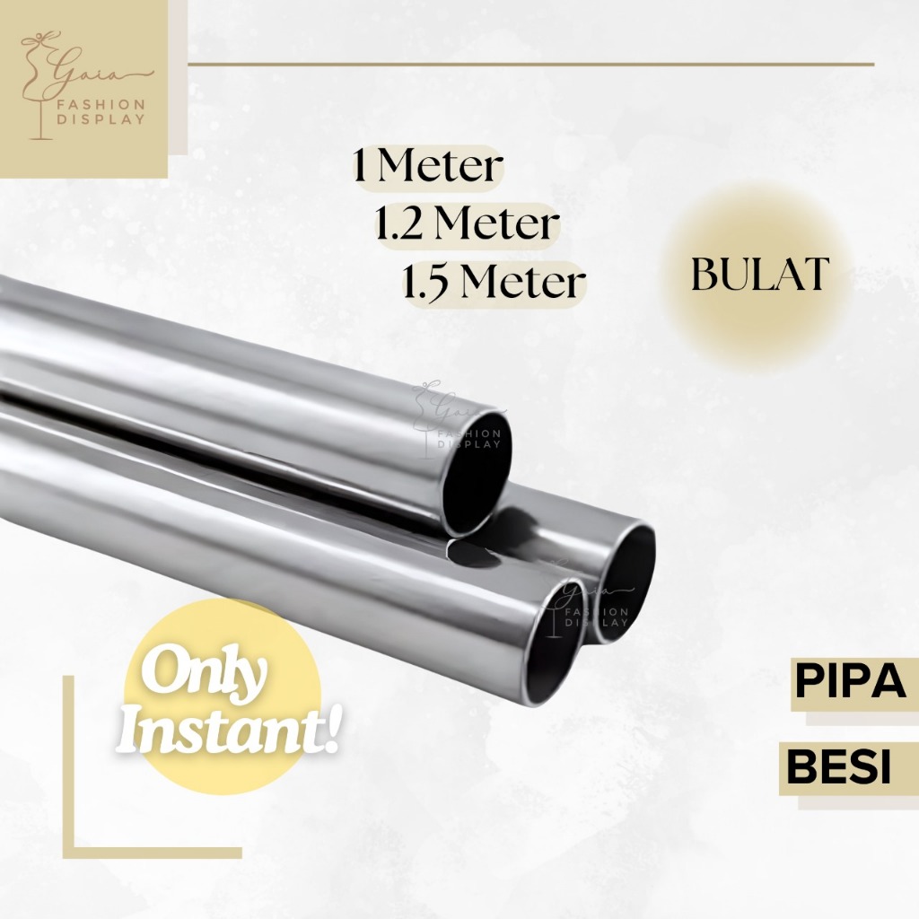 KHUSUS INSTAN Pipa Bulat Chrome/Tiang Pipa Bulat/Display Hanger/Cantolan Hanger/Pipa Hanger/Gantunga