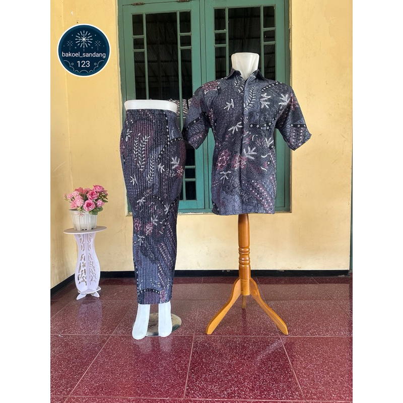Maura Couple Rok Kemeja Pendek Rok batik Plisket Viral//Batik Modern