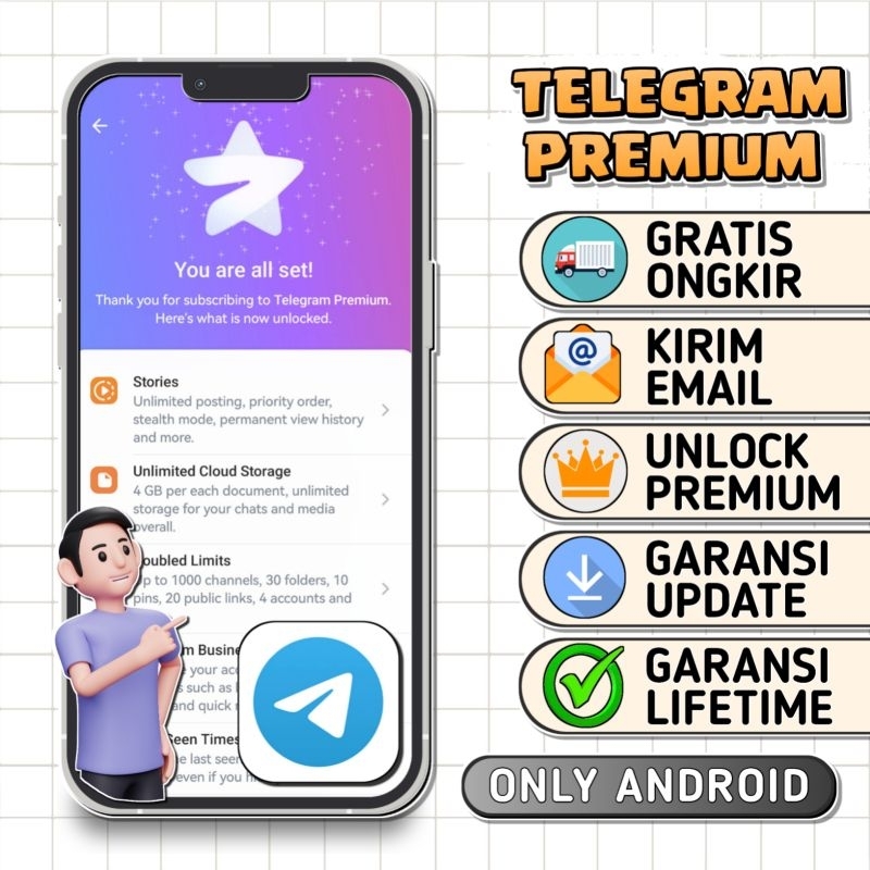 TELEGRAM PREMIUM LIFETIME UNLOCK FEATURE BERBAYAR PERMANENT BERGARANS