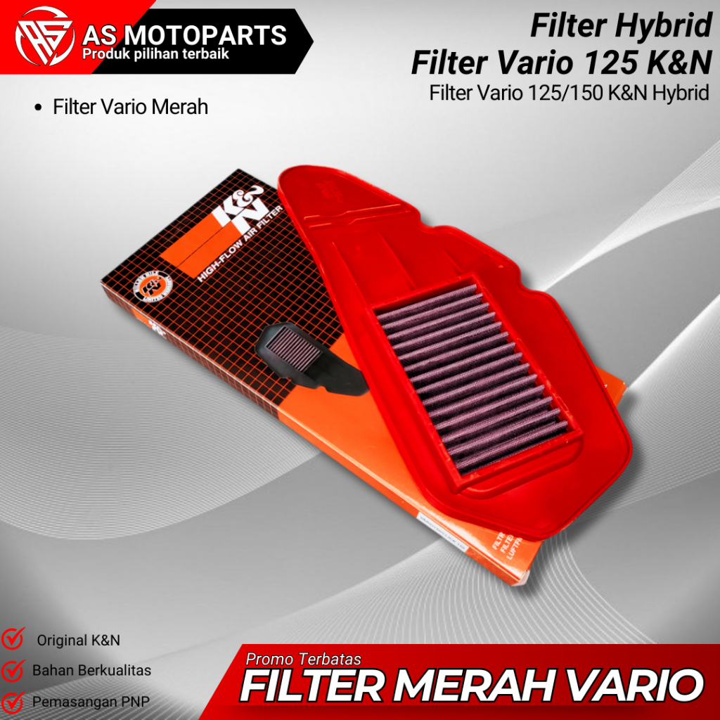 FILTER UDARA VARIO MERAH K&N HYBRID VARIO 125/150 FILTER MERAH VARIO FILTER UDARA