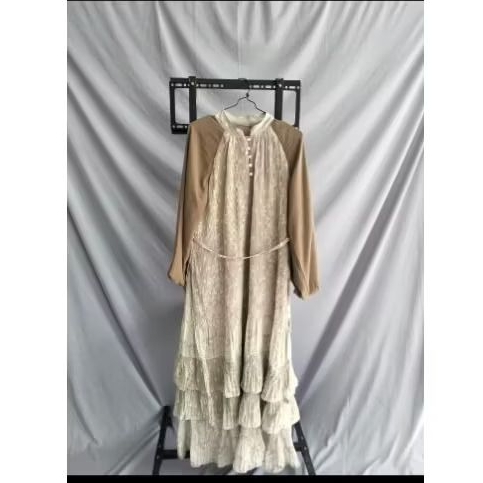 NEW BAJU LEBARAN GAMIS REMPEL PLISKET LENGAN BALON