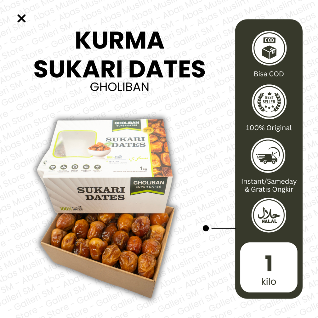 

Kurma Sukari Dates 1 Kg Gholiban Korma Basah Sukkari Premium Fresh Original
