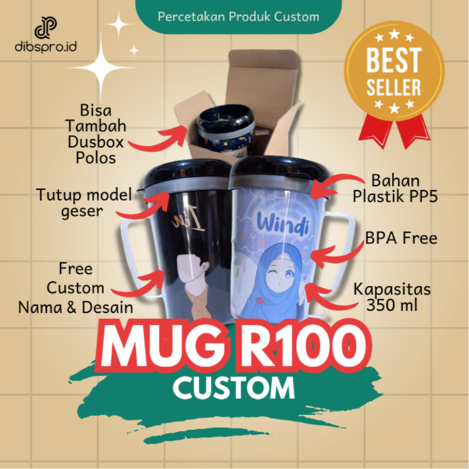 MUG R100 INSERT PAPER CUSTOM SATUAN & GROSIR