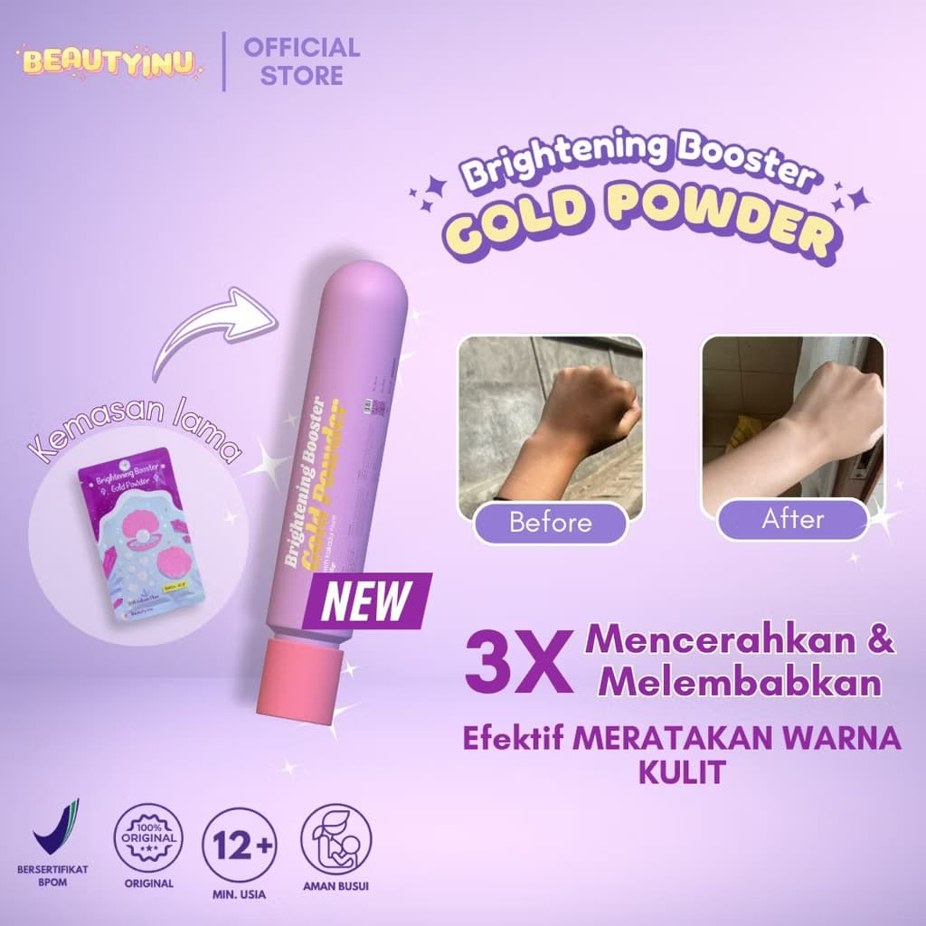 Beautyinu Brightening Booster Gold Powder Serbuk Pemutih Badan & Wajah