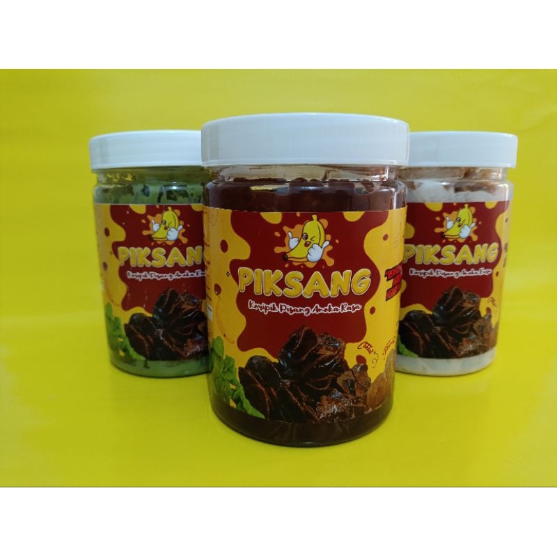 

Piksang Keripik Pisang Aneka Rasa Bundling 3 Rasa Cemilan rasa coklat tiramisu greentea