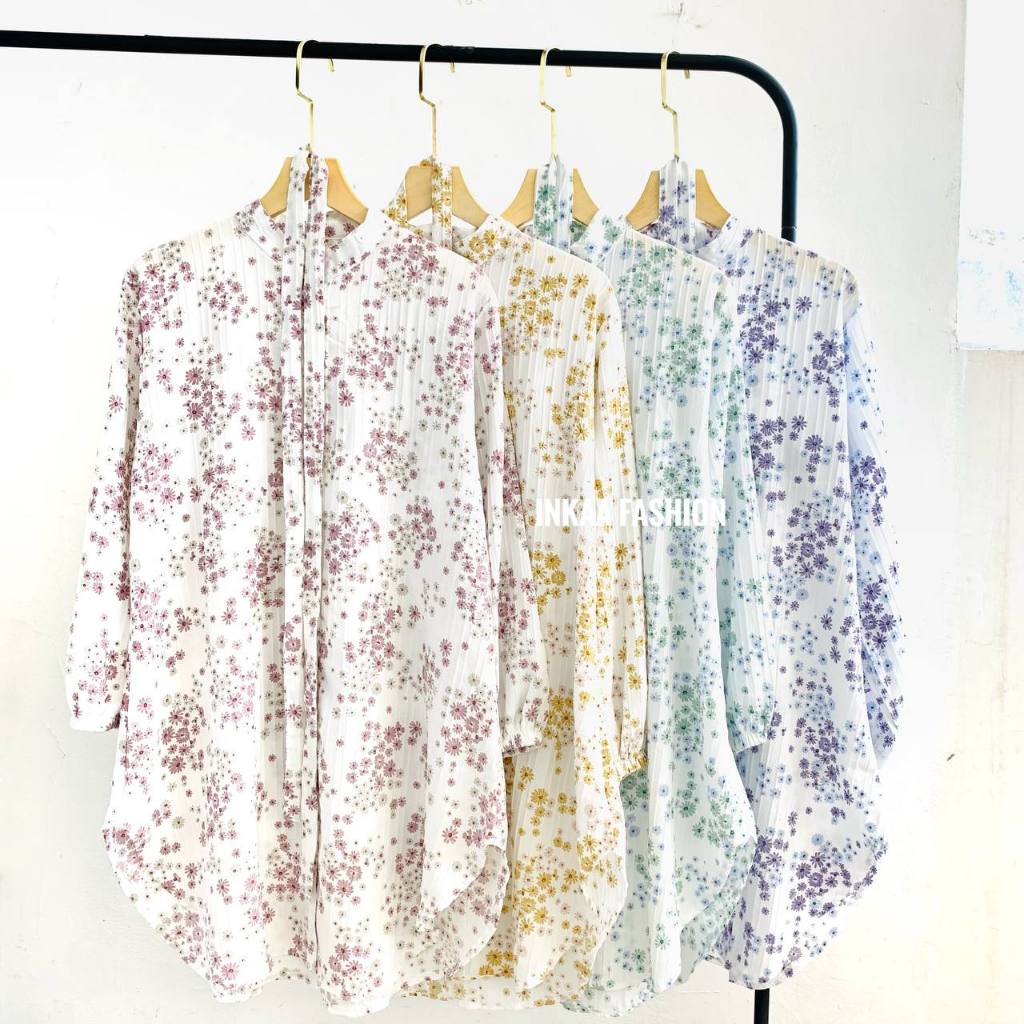 Tunik Motif Aurealia Etnik Batik Premium Tunik Muslim Bahan Rayon Lengan Panjang Busui