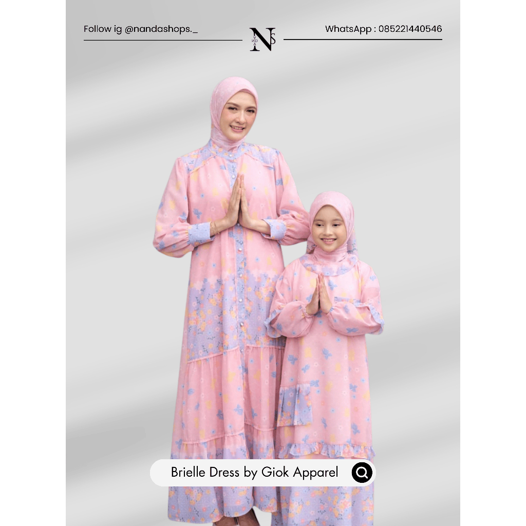 Giok Scarf Apparel - Gamis Premium Printing Dewasa Anak - Brielle Series