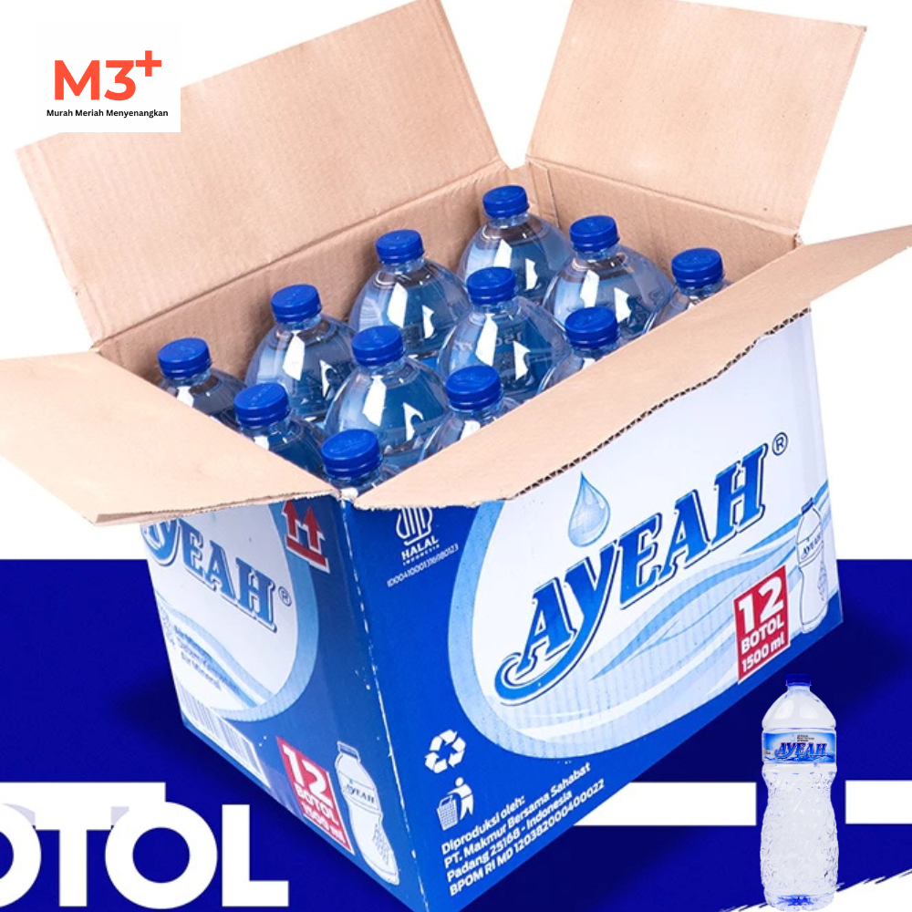 

Ayeah Air Mineral 1500ml isi 12 botol perdus