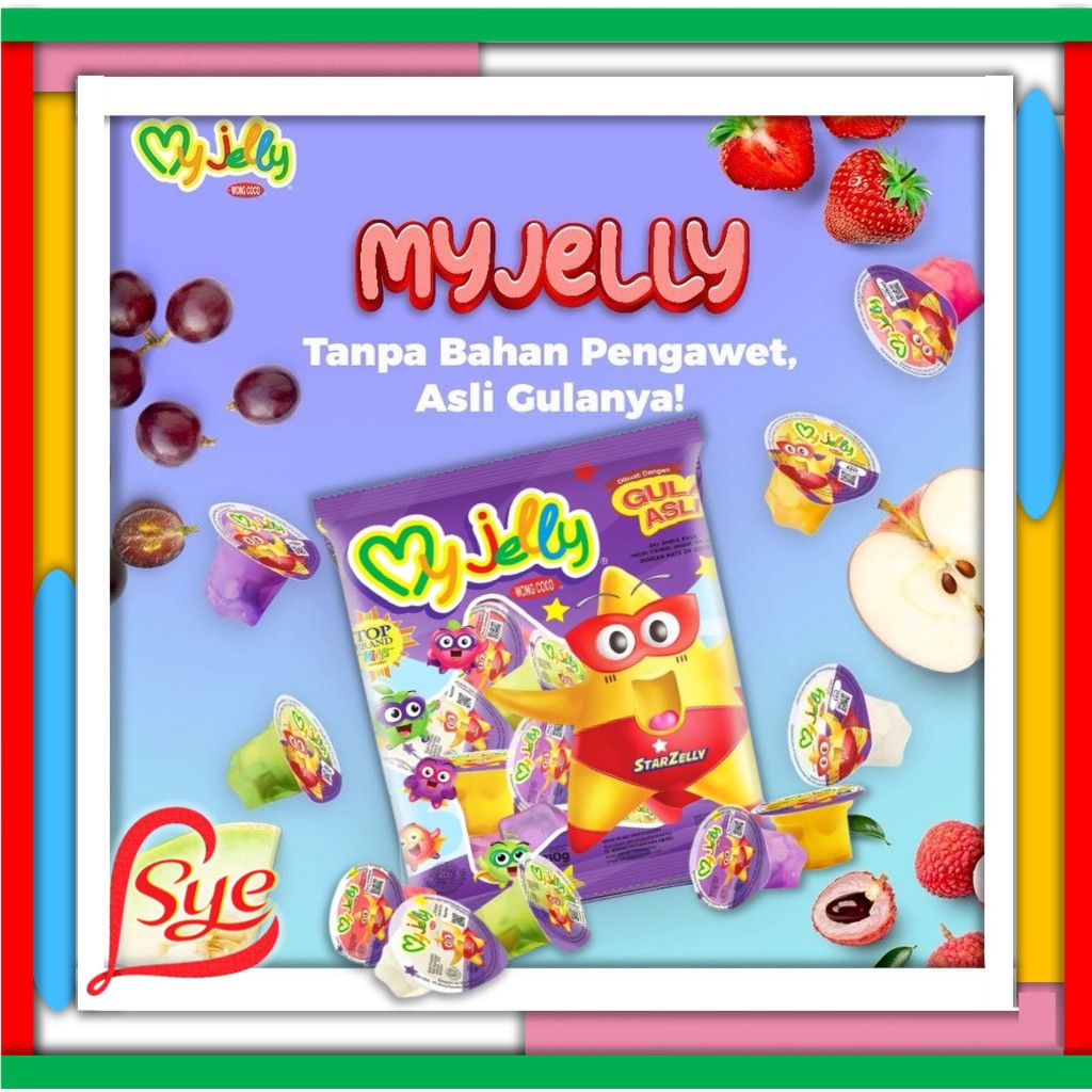 

Wong Coco My Jelly 5pcs & 15pcs - StarZelly Jelly Cemilan Anak - Rasa Buah Asli Tanpa Pengawet - Sye