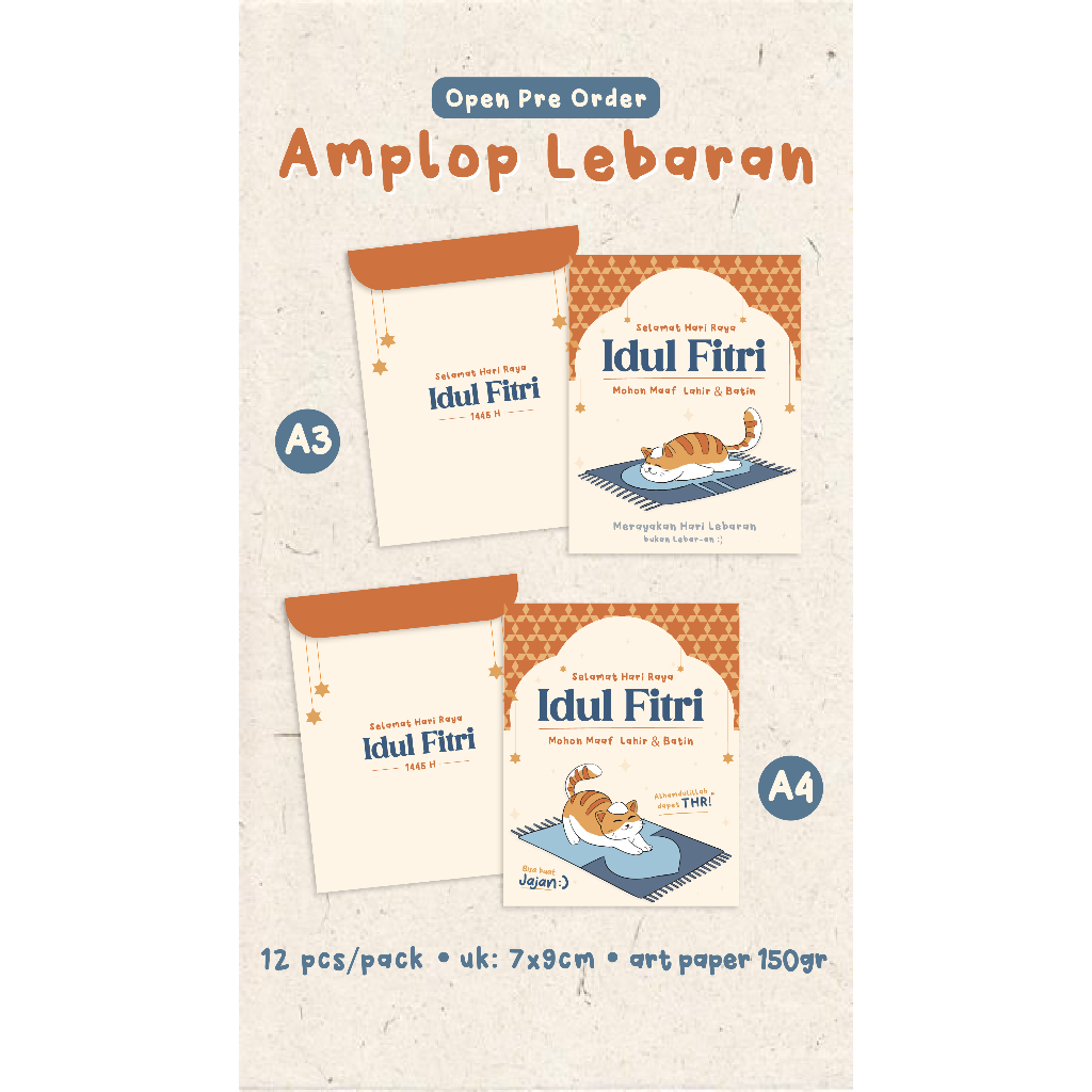 

amplop lebaran kucing kue lucu