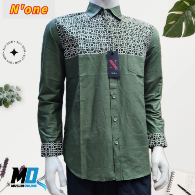 kemko kh n'one kemeja koko pria dewasa tangan panjang premium original