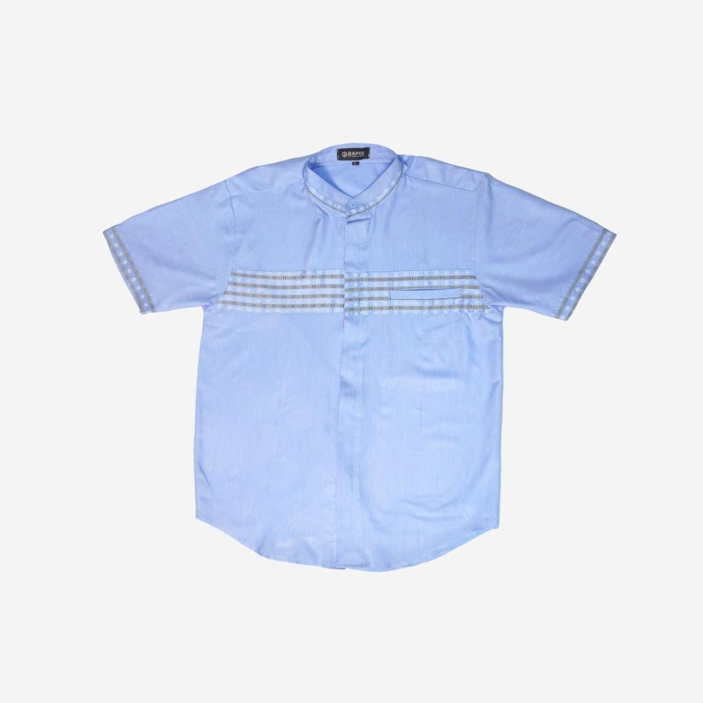 BAPIN Baju Koko Pria Lengan Pendek Motif Bordir Premium Syams Baby Blue