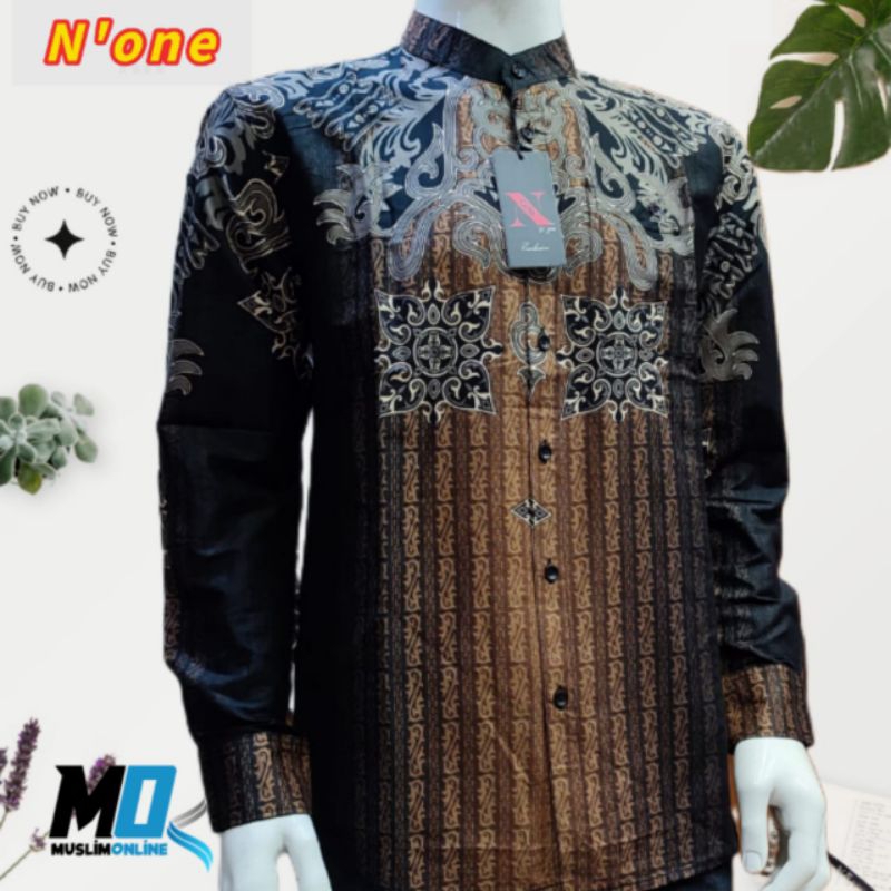 kemko kh n'one kemeja koko pria dewasa tangan panjang premium original