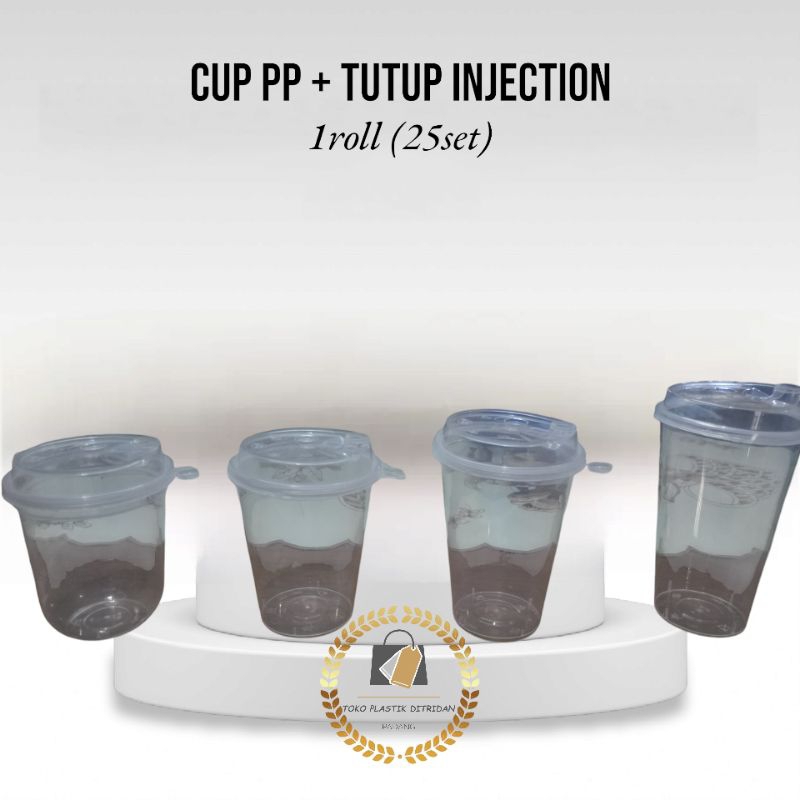 Thinwall Cup Injection Oval 12oz Datar 12oz 14oz 16oz / Gelas Plastik Bahan PP Tebal Cup PP Injectio