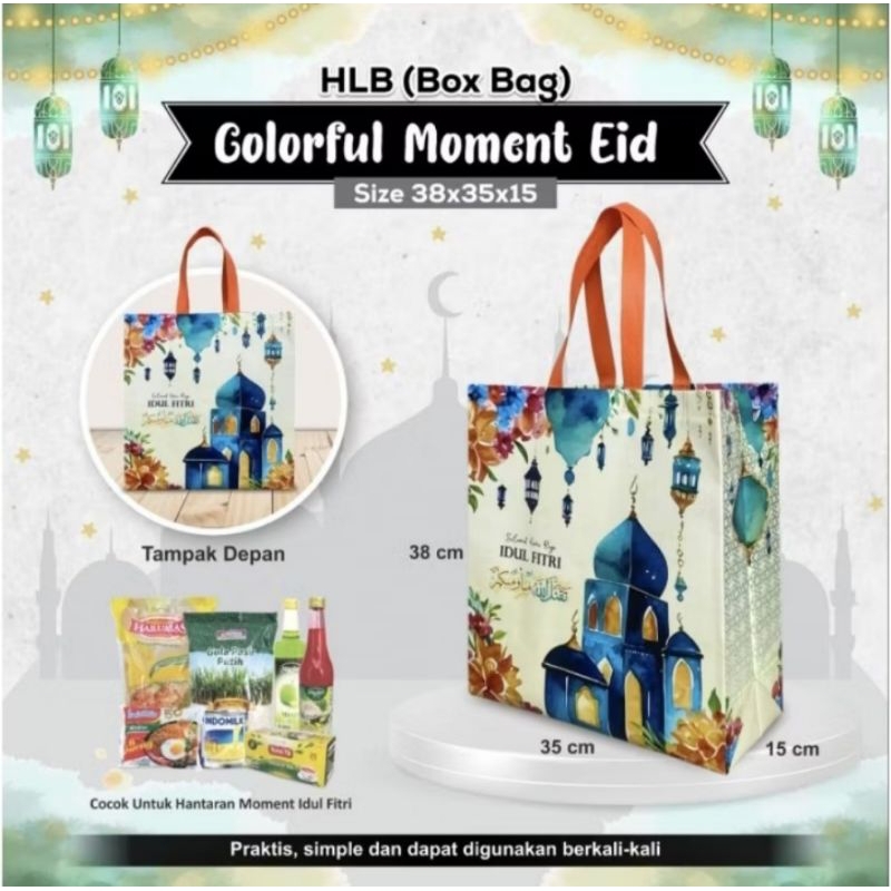 

Tas Parcel Lebaran Jumbo Tas Hampers Lebaran Goodiebag laminasi bahan tebal muat sembako sampai 12 kg. ukuran PxLxT 35x15x38 cm
