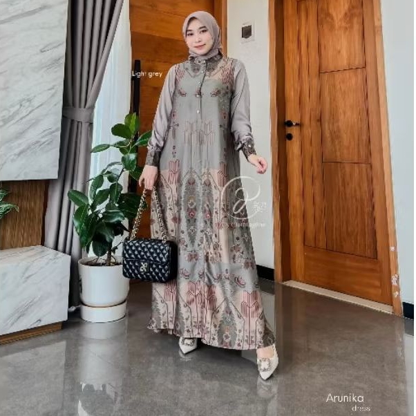 DYN - Arunika Dress DYN CLOTHINGLINE Gamis Silk Premium Plisket