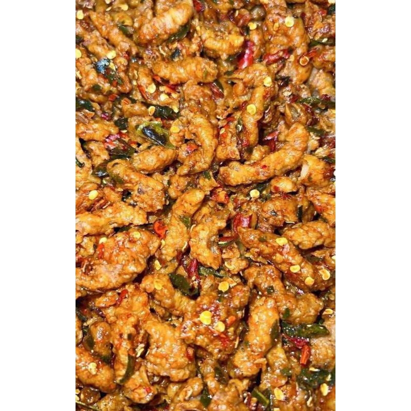 

Keripik usus Ayam Crispy Pedas Daun jeruk 500 gram