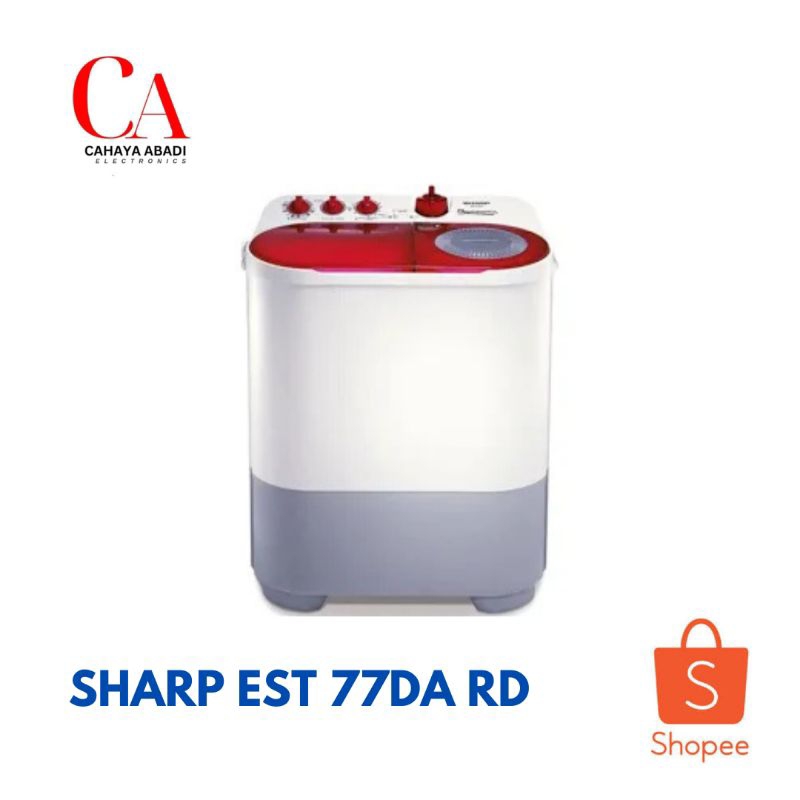 Sharp mesin cuci 2 tabung 7 kg dolphine EST 77DA RD ES-T77DA-RD