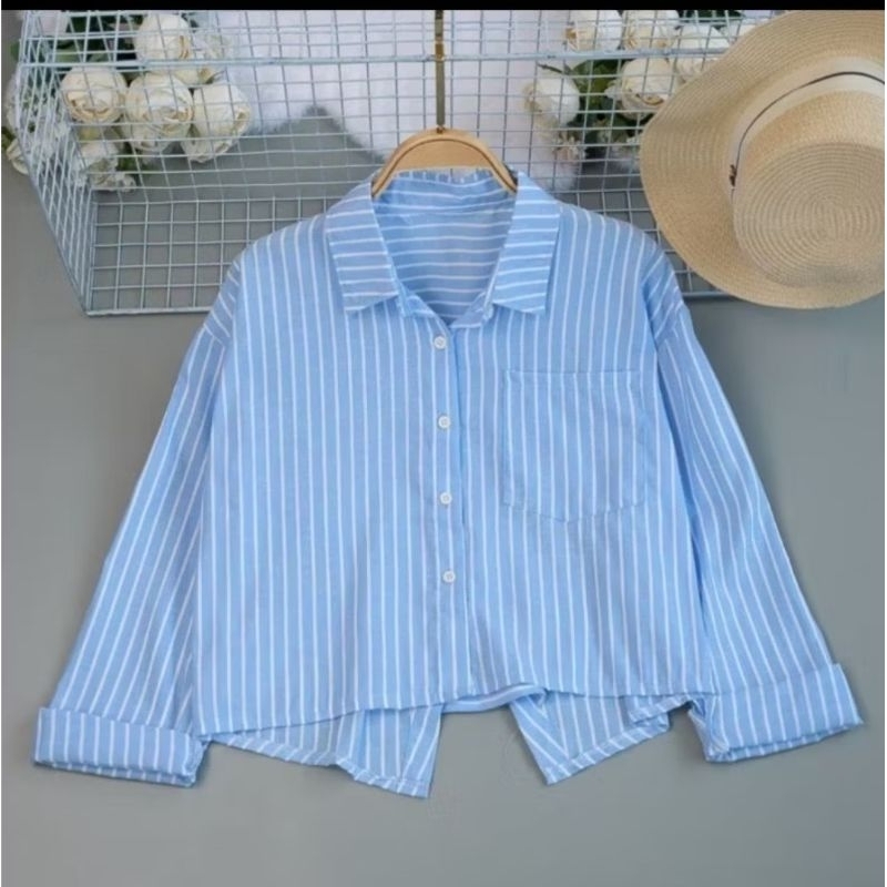 KENNA KEMEJA CROP SHIRT STRADIVARIUS TOP SELLER