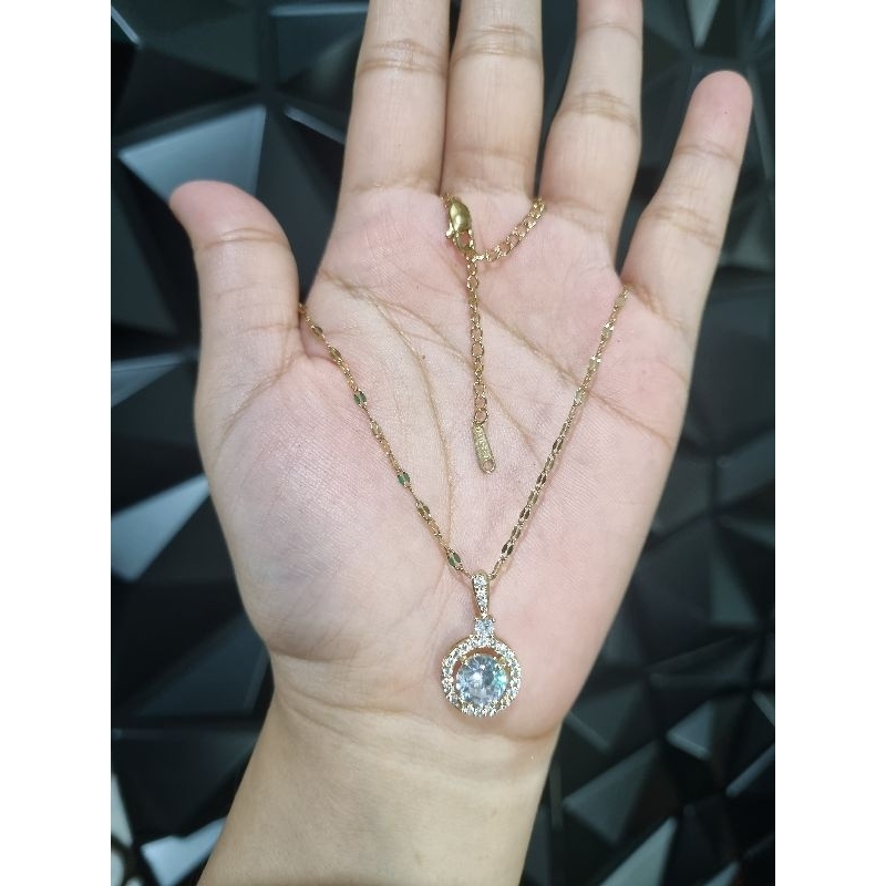 kalung titanium permata bulat kait lobster