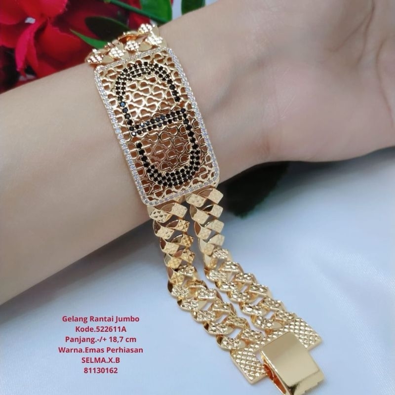 gelang rantai jumbo titanium lapis emas rhodium aksesories wanita fashion