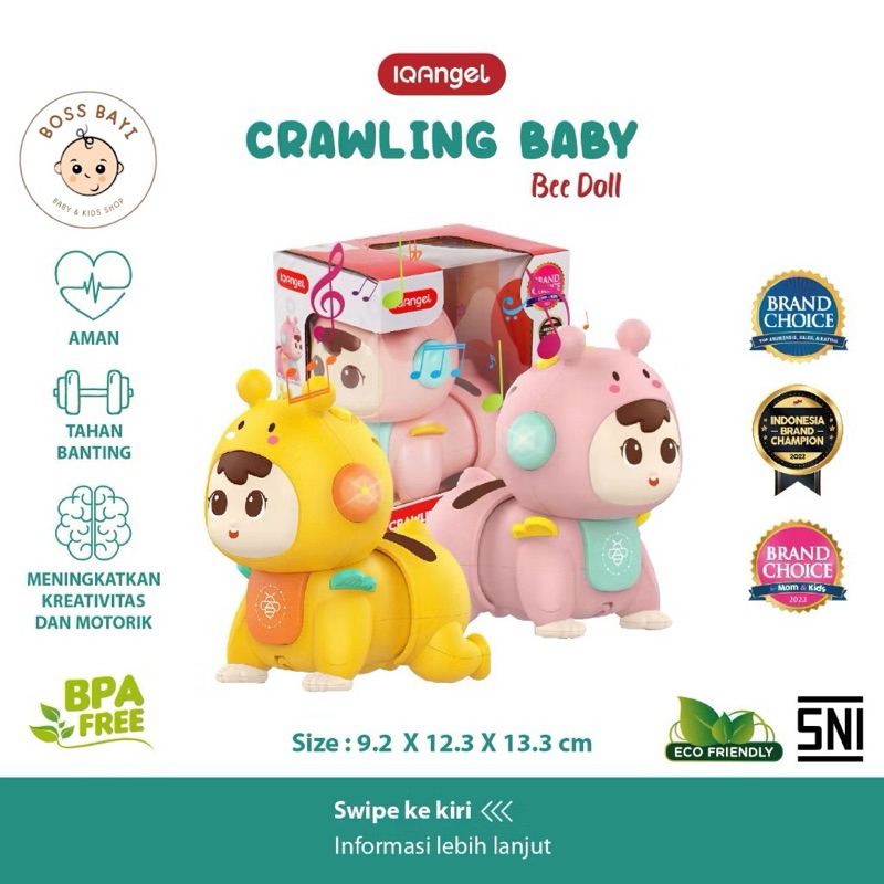 IQ ANGEL Crawling Baby Bee Doll IQ0707 | Dino Doll IQ0709 / Mainan Bayi Merangkak