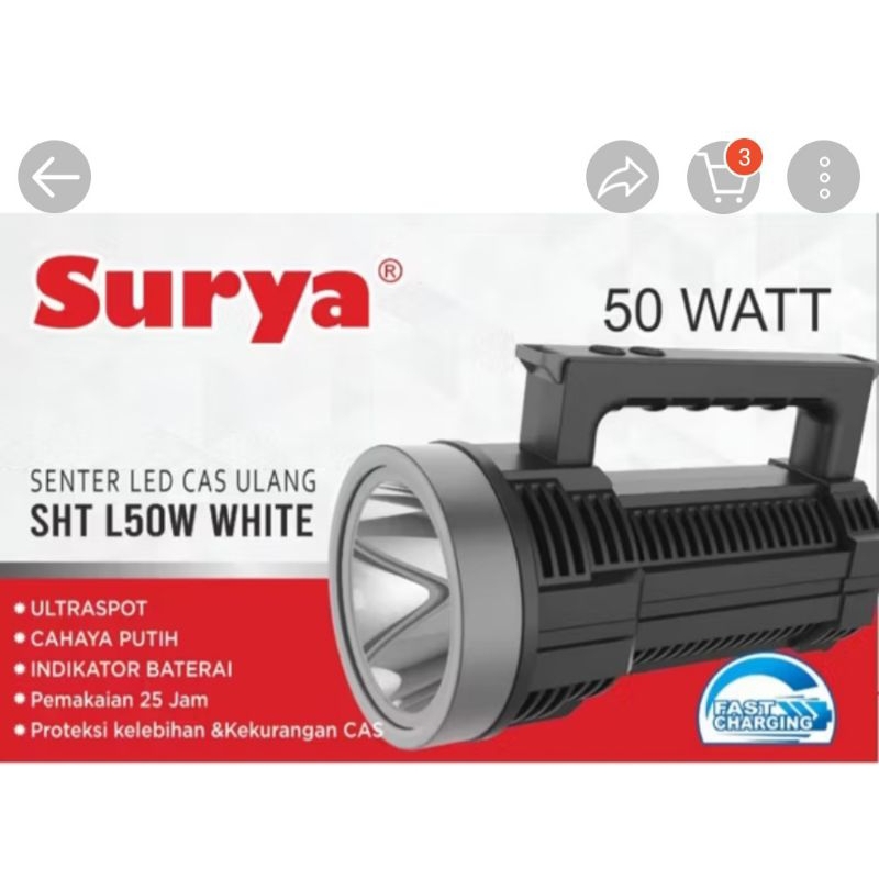 Senter Besar Surya terang 50 Watt