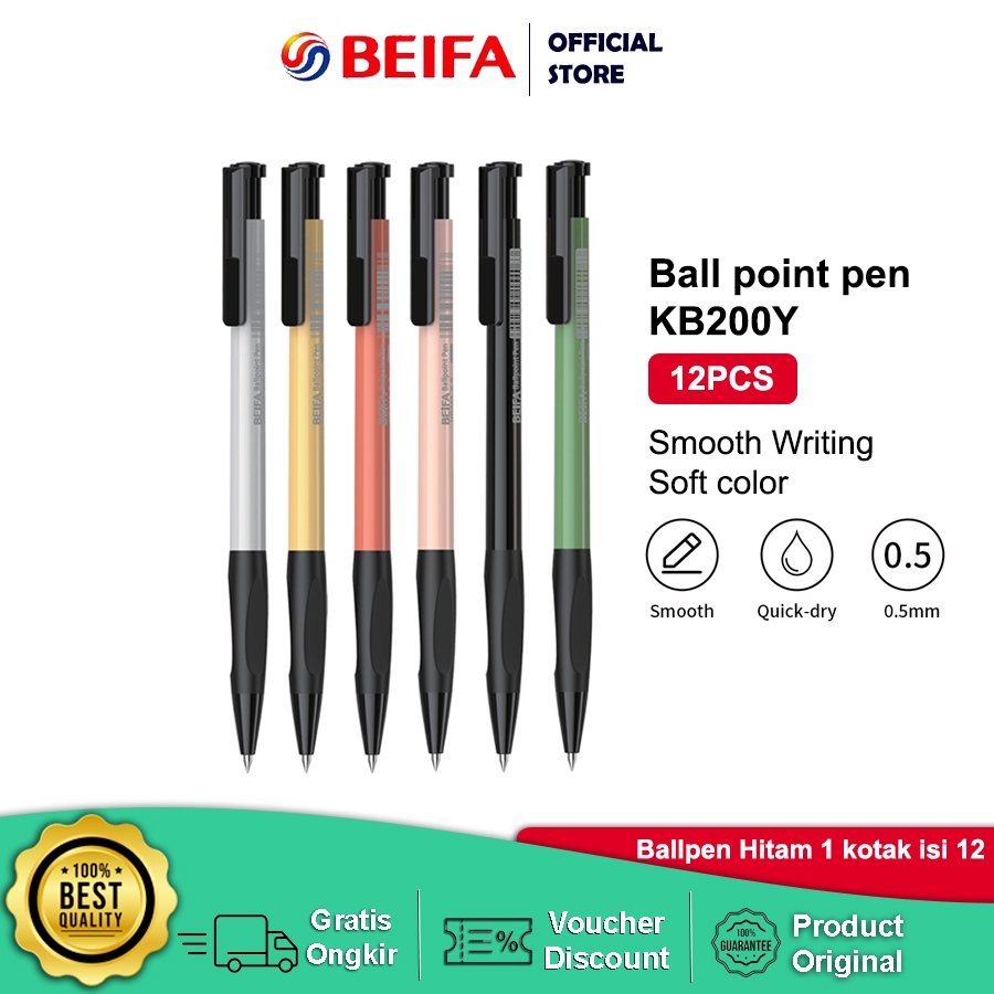 

Beifa BallPoint Pen Black 0.5mm Quick Drying Smooth Writing KB200Y