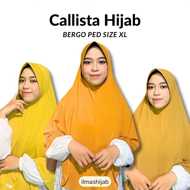 Callista Hijab Bergo ped  SIZE XL | Jilbab Instan Jersey Jumbo | Jilbab Instan Menutup Dada Sport | 