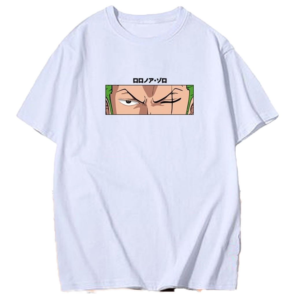 T-shirt Baju Distro 24s Unisex Kaos Kaos One Piece / Kaos Roronoa Zoro / PUTIH / Anime One Piece Ser