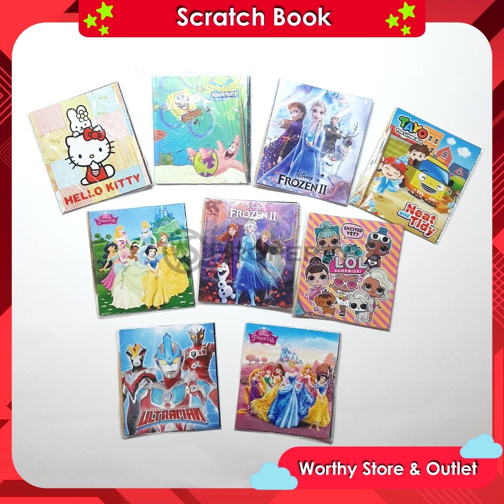 

Scratch Book Karakter Disney, Tayo, Ultraman, LOL, Sanrio / Gosok Lidi