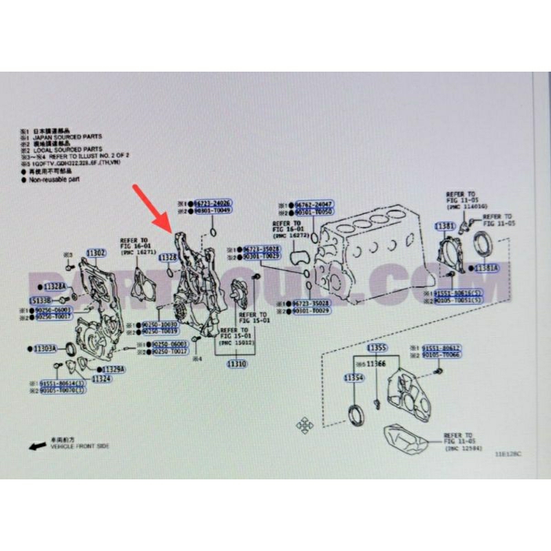 cover timing chain sub assy toyota hiace premio 2019 2020 2021 2022 ori 11310-11041