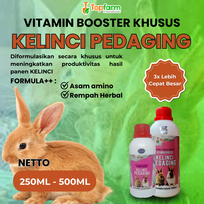 Vitamin Penggemuk Kelinci 250ML-500ML/ Vitamin Herbal Penggemuk Kelinci/ Penggemuk Kelinci/ Vitamin 