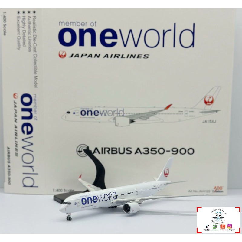 1/400 Japan Airlines Airbus A350-900 JA15XJ One World Livery Free Stand Aviation400