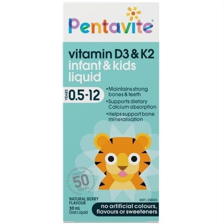 

Pentavite Vitamin D3 & K2 Infant & Kids Liquid 30ml (ED MEI 2026)