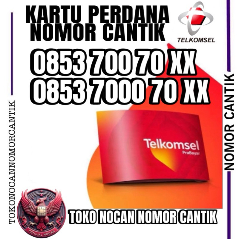 KARTU PERDANA TELKOMSEL NOMOR CANTIK AS 0853 700 70 / 7000 70