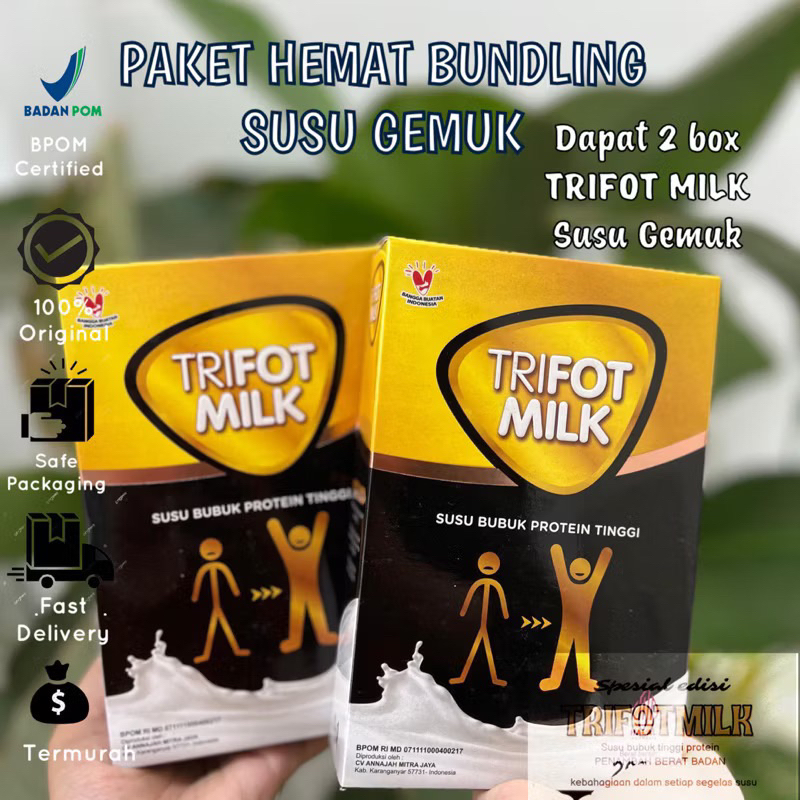 

!!! PAKET 2 BOX TRIFOT MILK SUSU PENGGEMUK BADAN RASA VANILLA( PENAMBAH NAFSU MAKAN) SUDAH HALAL DAN BPOM