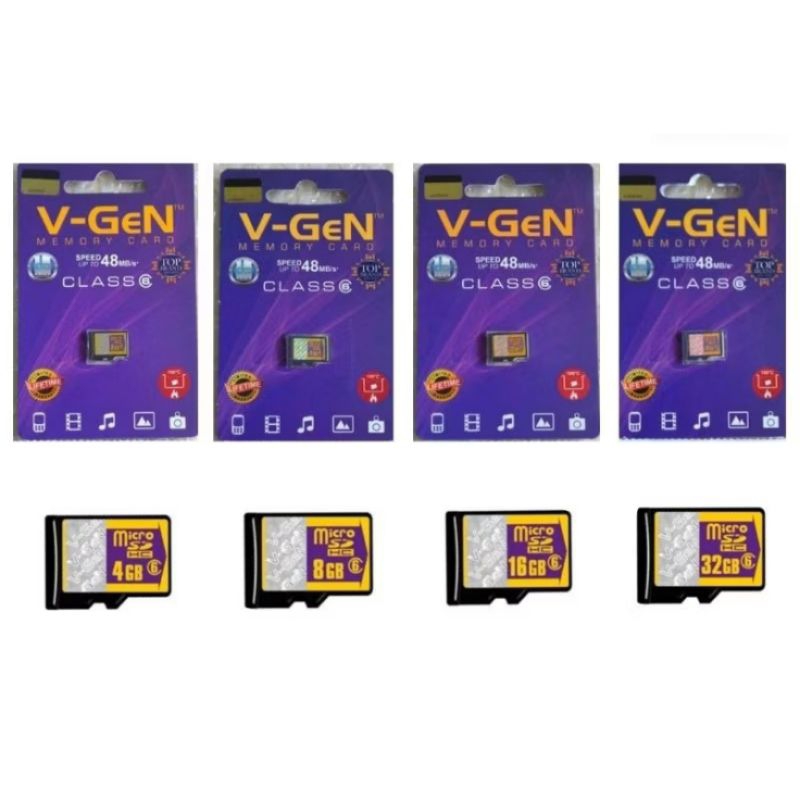 MEMORI HP 4GB 8GB 16GB 32GB MICRO SD VGEN CLASS 6 ORI