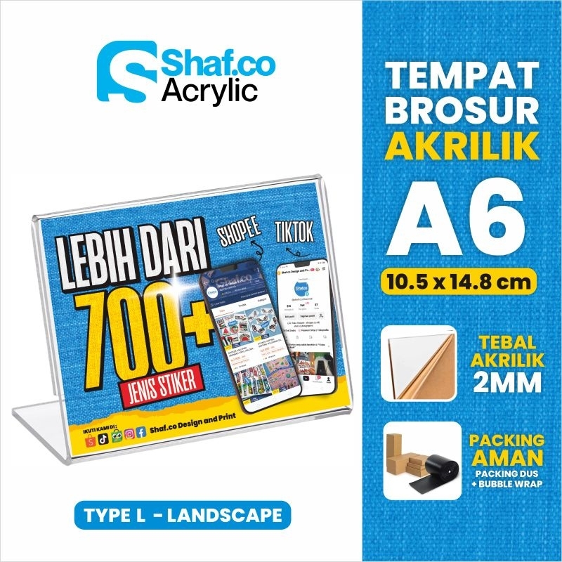 

Akrilik Tent Card Tent Holder Type L Landscape / Tempat Brosur Akrilik A6 2mm / Acrylic Qris Barcode // Akrilik Menu // Akrilik Promo