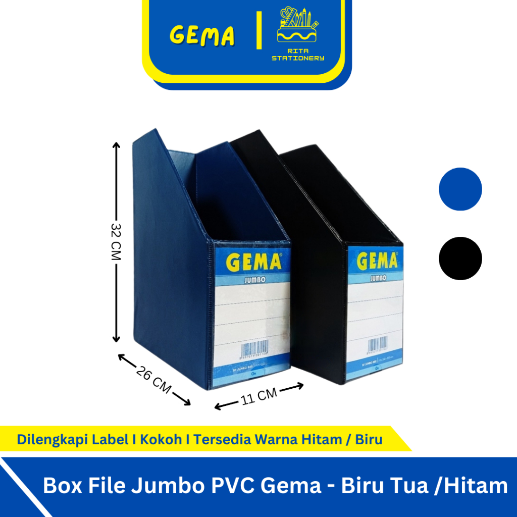 

Gema Box File Jumbo PVC Biru Tua / Hitam - Satuan