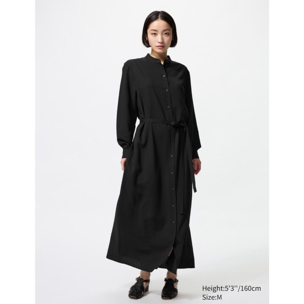 UNIQLO WANITA GAUN KEMEJA RAYON DRESS GAMIS KEMEJA RAYON VISCOSE