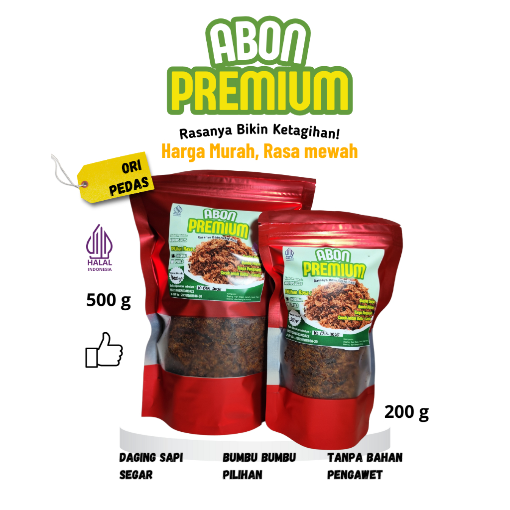 

Abon Sapi PREMIUM Asli Lezat dan Siap Saji 500g dan 200g