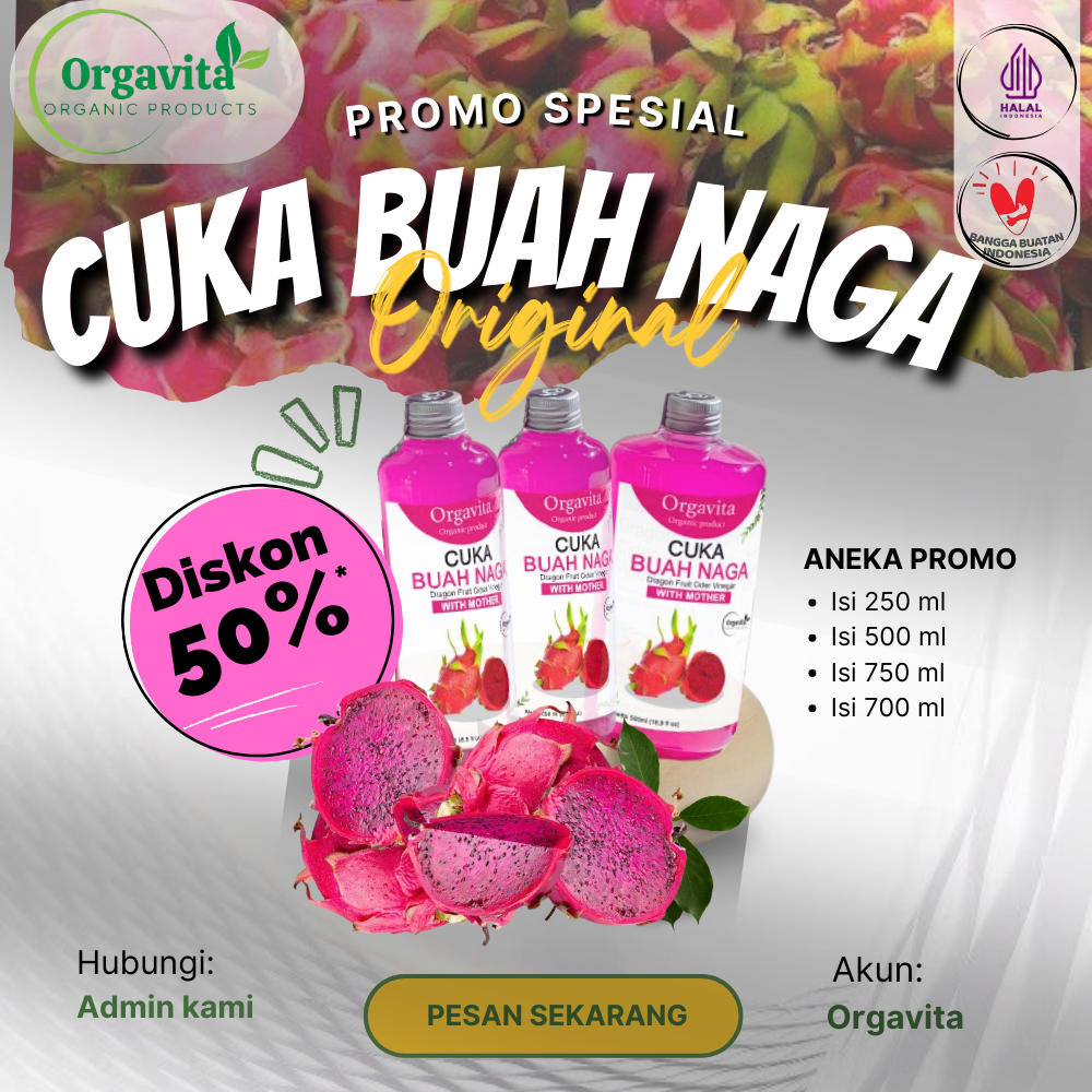 

ORGAVITA Cuka Buah Naga With Mother Organik - Apple Cider Vinegar Asli