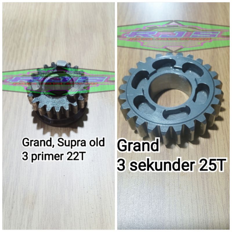 rasio racing grand,legenda,Supra old,Supra fit lama gigi 3 sepasang, 3 primer 22T,3 sekunder 25T