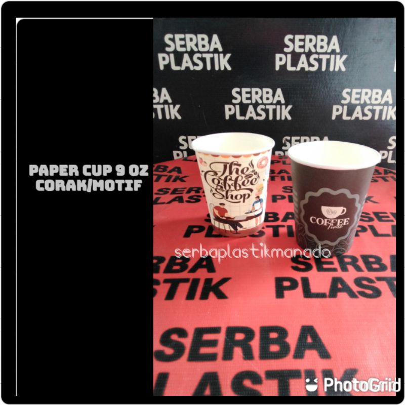 Paper Cup 9oz Motif/putih polos @50pcs