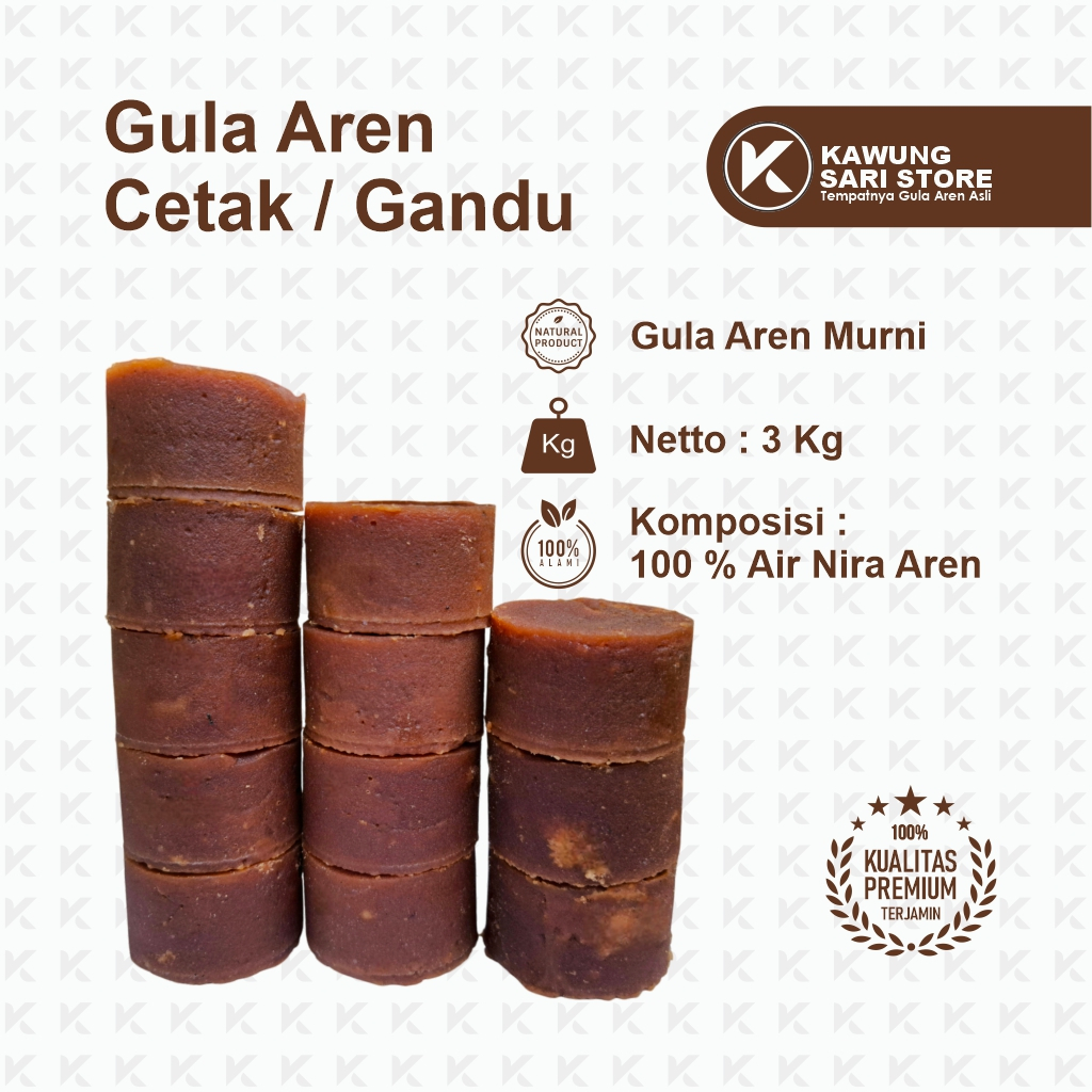 

Kawungsari Store Gula Aren Gula Merah Gula Jawa 100% Asli (3 Kg)
