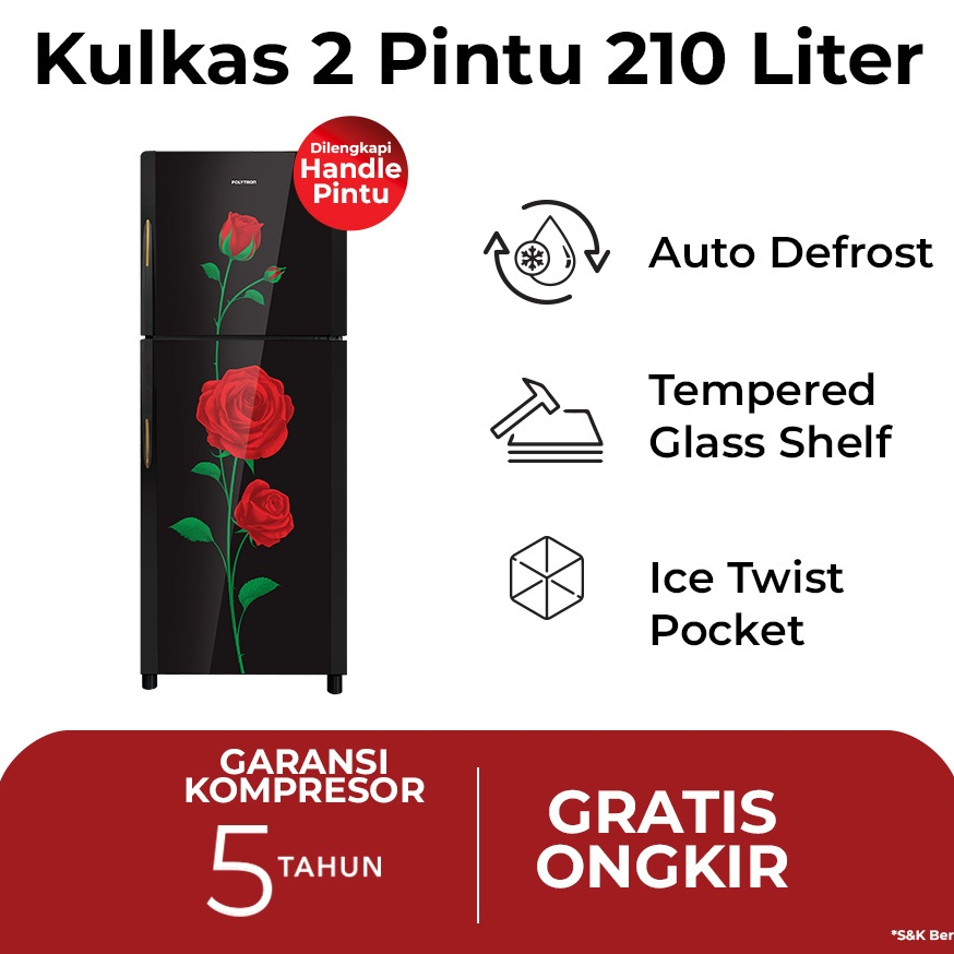 POLYTRON Kulkas 2 Pintu Belleza Varia 210 Liter PRM 21DRX - Nuansa Elektronik Denpasar