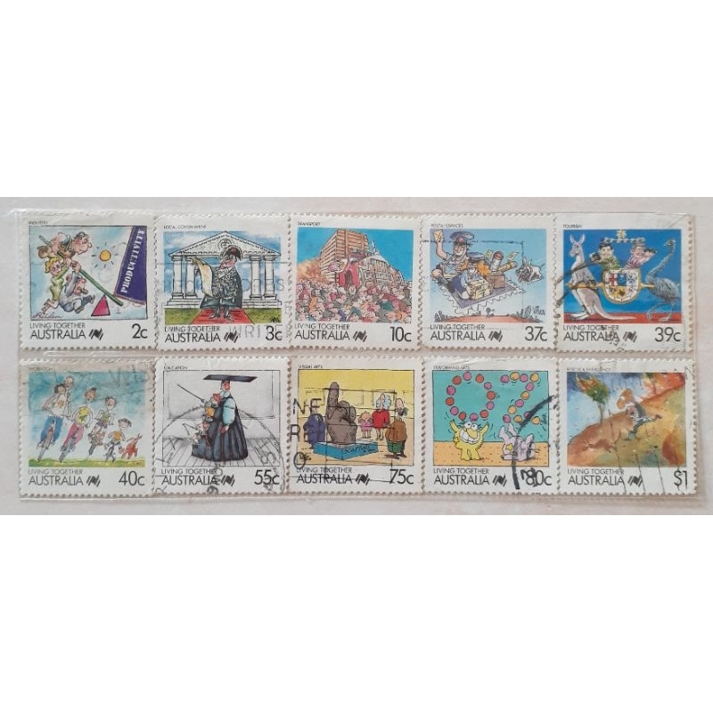 

(A) Perangko Australia Living Together Tahun 1988 set 10pcs