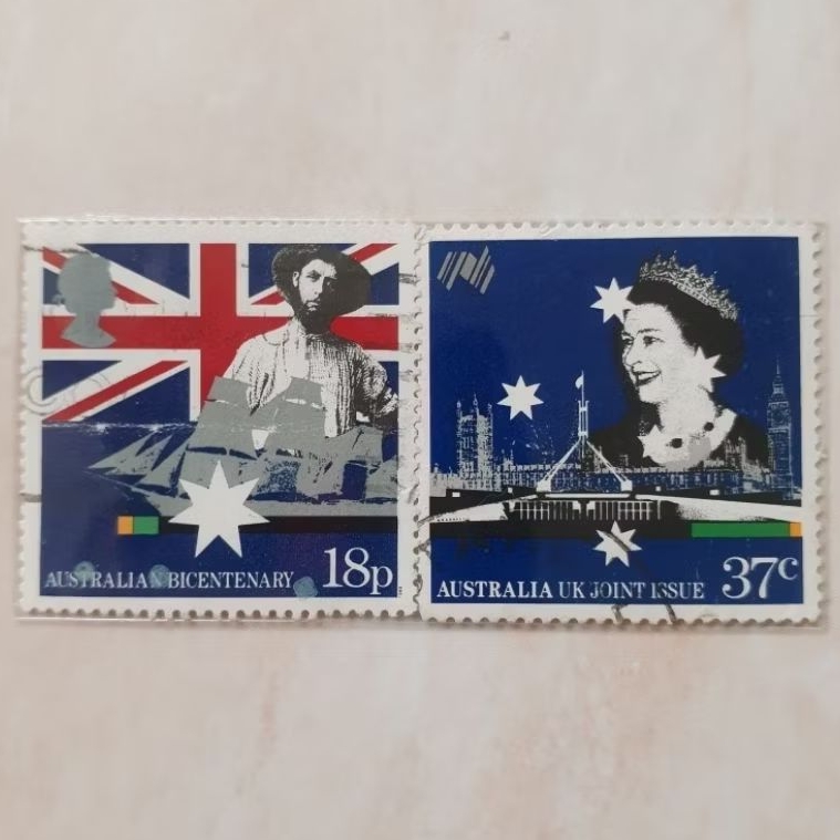 

Perangko Inggris Britania Raya Bicentenary of Australian Settlement-UK Joint Tahun 1988 set 2pcs